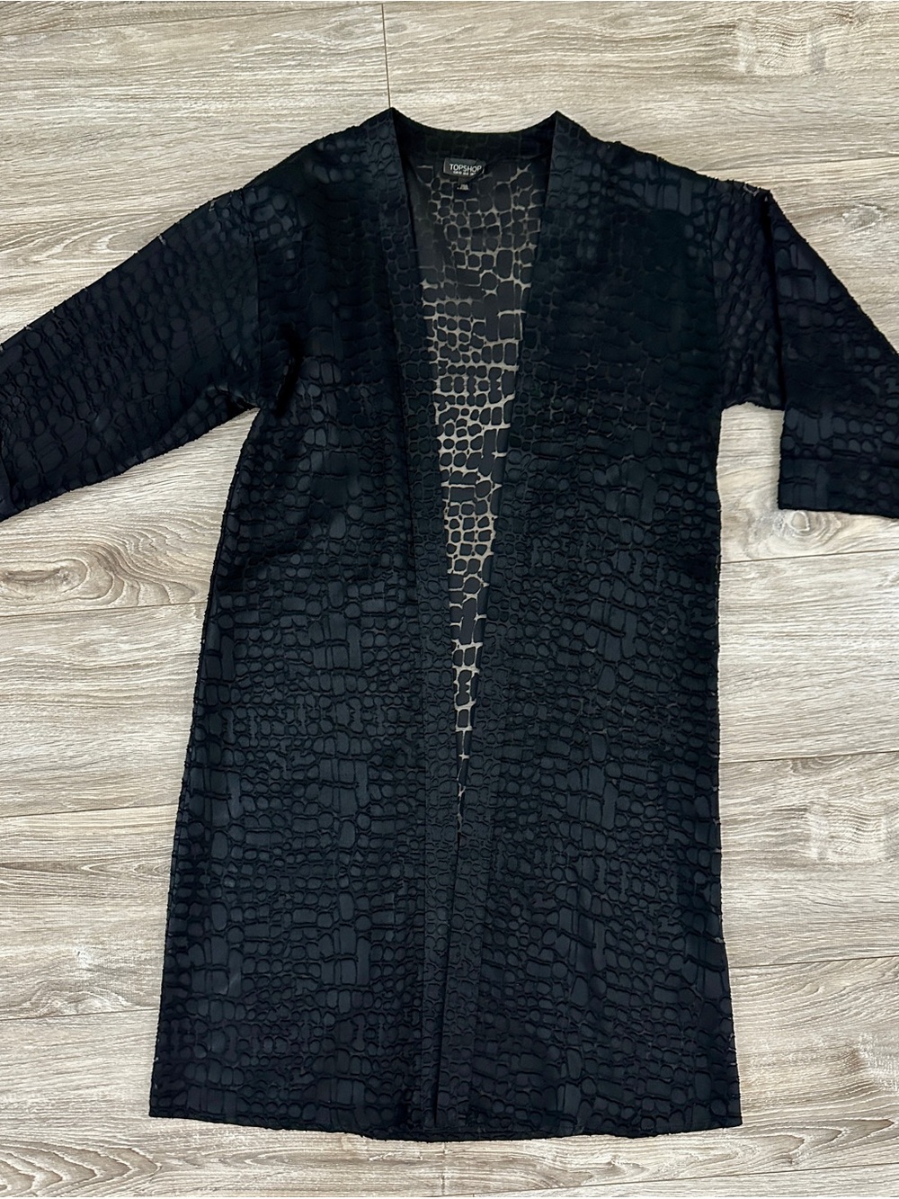 Top Shop Midi Duster Cardigan, Black Scales Print Size 8
